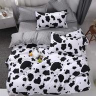 🐄 full size cow duvet cover set with 1 duvet cover, 2 pillow covers, and 1 flat sheet - printed animal bedding set for kids (no comforter included) logo