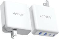 ⚡️ anburt 100w 4-port usb c gan fast wall charger - type c pd charging for macbook pro air, iphone 13/12/11 series, ipad pro, galaxy, dell xps & usb c laptop devices (white) logo