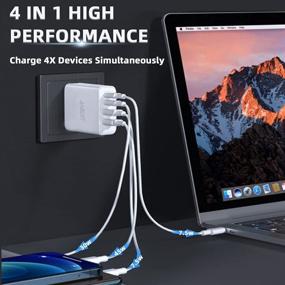 img 3 attached to ⚡️ ANBURT 100W 4-Port USB C GaN Fast Wall Charger - Type C PD Charging for MacBook Pro Air, iPhone 13/12/11 Series, iPad Pro, Galaxy, Dell XPS & USB C Laptop Devices (White)