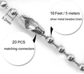 img 1 attached to 🔗 Silver Metal Fan Pull Chain Extension for Ceiling Fans, 16ft Long, 3.2mm Diameter with 20PCS Connectors