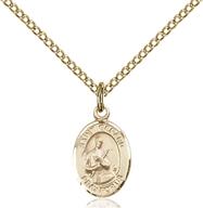 delicate 14kt gold filled catholic patron 👼 saint charm medal, 1/2 inch - exquisite devotional jewelry logo