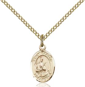 img 1 attached to Delicate 14KT Gold Filled Catholic Patron 👼 Saint Charm Medal, 1/2 Inch - Exquisite Devotional Jewelry