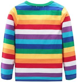 img 3 attached to 🌈 Vibrant Boys Cotton Long Sleeve Rainbow Striped Shirts - Perfect for Every Style