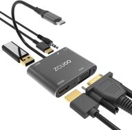 🔌 usb-концентратор zcuoo с hdmi и vga - мультипортный адаптер 5 в 1 для ноутбуков с usb 3.0, nintendo, hdmi, vga, usb pd100w, совместимый с аудио. логотип