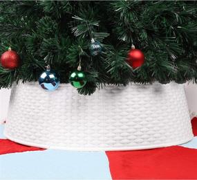 img 4 attached to Enhance Your Christmas Tree Decor with Blissun Christmas Tree Ring: Plastic Collar & Skirt for Artificial Trees (White)