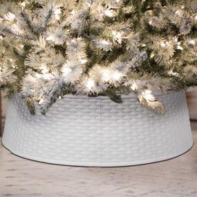 img 2 attached to Enhance Your Christmas Tree Decor with Blissun Christmas Tree Ring: Plastic Collar & Skirt for Artificial Trees (White)