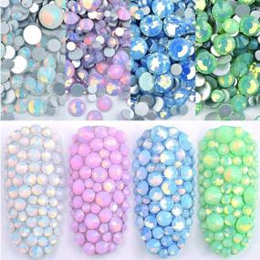 img 4 attached to 🌟 DAODER 4-пакет Sparkly Опал Rhinestones для ногтей: Набор Rhinestones для Nail Art с Crystal Diamond Charm & Flatback Gems - Розовый, Белый, Синий, Зеленый Nail Jewels Crafts DIY