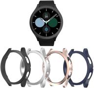 📱 [4 упаковки] чехол для samsung galaxy watch 4 44 мм, жесткий чехол из поликарбоната с набором аксессуаров для samsung galaxy watch (черный/серебряный/розовое золото/темно-синий) логотип