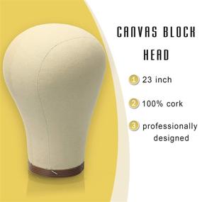 img 2 attached to 👑 Premium Quality 23 Inch Cork Canvas Block Head for Wig Mannequin Head Display - Brown Bottom