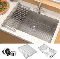 sr sunrise 30 inch undermount single bowl kitchen sink: 16 guage 304 stainless steel with roll up dish drying drainer, strainer & bottom grid - 30inױ8inױ0 logo