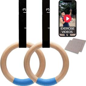 img 4 attached to Wooden Gymnastic Rings Adjustable Straps