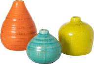 sullivans ceramic vase set - 3 small rustic home décor vases for modern farmhouses; ideal shelf, table, bookshelf, and mantle décor; multicolored (cm2219) logo