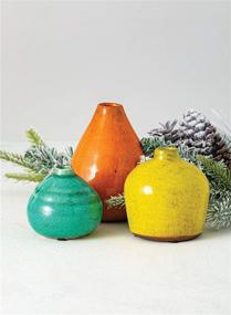 img 3 attached to Sullivans Ceramic Vase Set - 3 Small Rustic Home Décor Vases for Modern Farmhouses; Ideal Shelf, Table, Bookshelf, and Mantle Décor; Multicolored (CM2219)