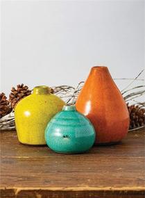 img 1 attached to Sullivans Ceramic Vase Set - 3 Small Rustic Home Décor Vases for Modern Farmhouses; Ideal Shelf, Table, Bookshelf, and Mantle Décor; Multicolored (CM2219)