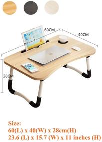 img 3 attached to 🛏️ LEKA NEIL Складной стол для ноутбука на коленях - цвет клена: портативный стол для кровати с держателем для телефона и подстаканником, идеально подходит для работы и чтения на кровати, диване и софе