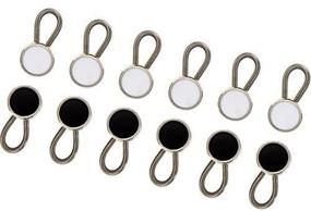 img 1 attached to 👔 Skylety 12-Pack Elastic Button Extender Neck Collar Extender Set for Shirts, Dresses, and Coats – Black & White