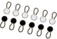 👔 skylety 12-pack elastic button extender neck collar extender set for shirts, dresses, and coats – black & white logo