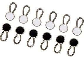 img 2 attached to 👔 Skylety 12-Pack Elastic Button Extender Neck Collar Extender Set for Shirts, Dresses, and Coats – Black & White