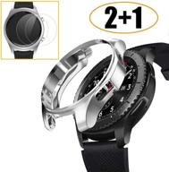 [2 1 pack] compatible samsung galaxy watch 46mm/ gear s3 case cover with screen protector logo