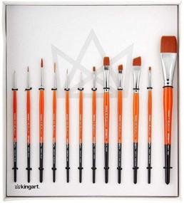 img 4 attached to 🖌️ KingArt PREMIUM Radiant Taklon Paint Brush Set - 12 Assorted Shapes and Sizes
