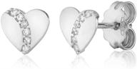 🦄 dazzle your little one: unicornj 14k gold heart stud earrings with simulated diamonds - perfect for children and kids logo