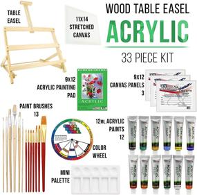 img 3 attached to 🎨 33-Piece Custom Artist Acrylic Painting Set with Table Easel, Paint, Canvas, and Accessories by US Art Supply