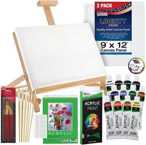 img 4 attached to 🎨 33-Piece Custom Artist Acrylic Painting Set with Table Easel, Paint, Canvas, and Accessories by US Art Supply