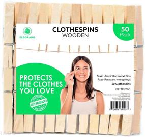 img 4 attached to 👕 Eldorado Clothespins: Stain-Proof Natural Wooden Clips (Pack of 50) for Everyday Laundry, Clothes, Towels, Crafts, Photos, Decor & More!