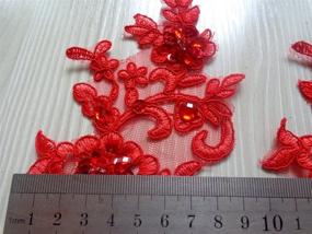 img 2 attached to 🧵 Zbroh Handmade Sew on Crystal Trim Patches Red Lace Applique: Exquisite Bead Sequins Rhinestones, 21x8cm - Perfect for Enhancing Your Top Dress or Skirt