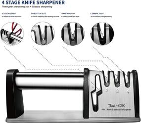 img 3 attached to Точилка для ножей Tkai-SDBC: премиум 4-в-1 инструмент для кухонных ножей и ножниц.