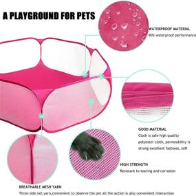 img 1 attached to 🐾 Hamiledyi Small Animals Playpen with Mat - Transparent & Foldable Pet Cage Tent for Guinea Pigs, Rabbits, Hamsters, Chinchillas, Rats, Hedgehog - Pop Open Bunny Play Pen for Outdoor and Indoor Exercise Fence