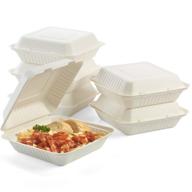 🌿 vallo eco-friendly bagasse clamshell to go boxes, 100% compostable, 8x8" 1-compartment, 50-pack, disposable take out containers, made of biodegradable sugar cane, heavy-duty togo containers for food logo