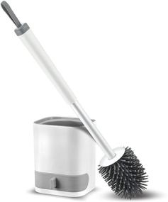 img 4 attached to 🚽 Wall Mountable Silicone Toilet Brush and Holder with Drip Drawer - Non-Scratch Bristles, Anti-Rust Handle - Bathroom Cleaner