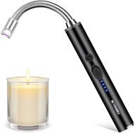 🕯️ ultimate candle lighter: usb rechargeable arc lighter with flexible neck, led display, safety switch, invisible hook - perfect for candle, grill, camping, bbq, stove & more! logo