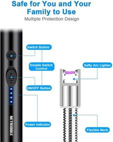 img 2 attached to 🕯️ Ultimate Candle Lighter: USB Rechargeable Arc Lighter with Flexible Neck, LED Display, Safety Switch, Invisible Hook - Perfect for Candle, Grill, Camping, BBQ, Stove & More!