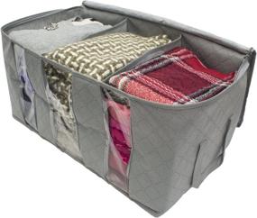 img 2 attached to 🧺 Sorbus Foldable Storage Bag Organizers for Clothes, Blankets, Closets, Bedrooms, and More - 2-Pack, Gray