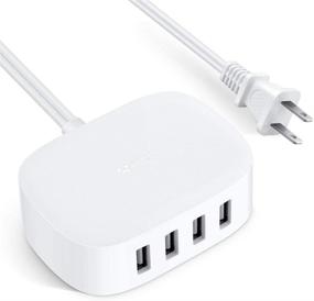 img 4 attached to BULL USB Charger Station: 4-Port USB Charging Hub for Multiple Devices - Auto-Detecting USB Ports, UL Listed, 6Ft Extension Cord, White