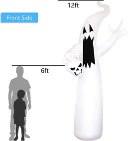 img 2 attached to 👻 Dreamcountry 12 FT Halloween Decorations Inflatable Ghost Skull Holder, Blow Up Outdoor Decoration with Color Changing LEDs, Scary Halloween Inflatable Yard Decoration for Lawn, Garden, Party