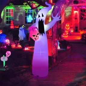 img 1 attached to 👻 Dreamcountry 12 FT Halloween Decorations Inflatable Ghost Skull Holder, Blow Up Outdoor Decoration with Color Changing LEDs, Scary Halloween Inflatable Yard Decoration for Lawn, Garden, Party