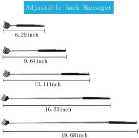 img 3 attached to 🔍 Набор телескопических металлических скретчеров в черном и фиолетовом цвете - Портативный удлиненный массажер для руки с когтем и карманным зажимом, набор из 2 штук.
