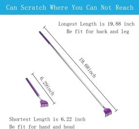 img 1 attached to 🔍 Набор телескопических металлических скретчеров в черном и фиолетовом цвете - Портативный удлиненный массажер для руки с когтем и карманным зажимом, набор из 2 штук.