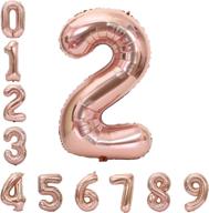 🎈 2 large 40-inch rose gold number balloon | helium foil mylar balloons for party, festival, birthday, and anniversary decorations | premium party supplies логотип