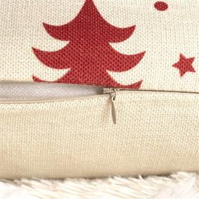 img 1 attached to 🎄 ATKTTOP Christmas Pillow Covers - Set of 4, 18×18 Inch, Farmhouse Red and White, Holiday Rustic Linen Pillow Case for Sofa Couch, Christmas Decorations Throw Pillow Covers (B)