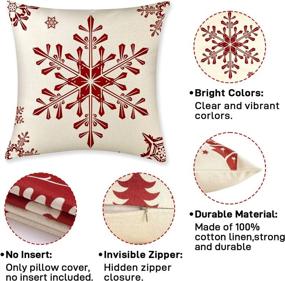 img 2 attached to 🎄 ATKTTOP Christmas Pillow Covers - Set of 4, 18×18 Inch, Farmhouse Red and White, Holiday Rustic Linen Pillow Case for Sofa Couch, Christmas Decorations Throw Pillow Covers (B)