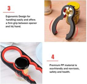 img 1 attached to 🔓 Easy Grip Jar Opener Set - 4 Pack, 5 in 1 Can & Bottle Opener, 6 in 1 Beer Opener, Perfect for Children, Girls, Women, and Arthritis Sufferers