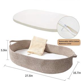 img 2 attached to Baby Changing Basket Set: Moses Basket Changing Table Topper and Thick Foam Pad with Removable Cotton Mattress Cover - Coffee Color, Boho Nursery Decor with Convenient Storage Bag