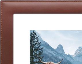 img 2 attached to 🖼️ Americanflat 8x10 Brown Picture Frame: Polished Glass, Vegan Leather, Multiple Display Formats for Wall and Tabletop