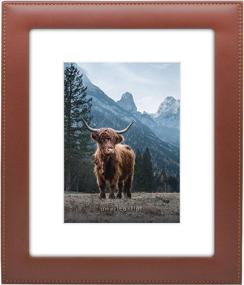 img 4 attached to 🖼️ Americanflat 8x10 Brown Picture Frame: Polished Glass, Vegan Leather, Multiple Display Formats for Wall and Tabletop