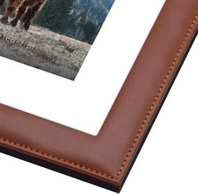 img 1 attached to 🖼️ Americanflat 8x10 Brown Picture Frame: Polished Glass, Vegan Leather, Multiple Display Formats for Wall and Tabletop