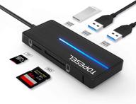 topesel 5-port usb hub with sd/tf slots and usb type c for pcs and flash drives logo
